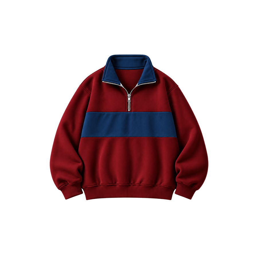Skinny Bitch Retro Muse Burgundy Navy Quarter Zip Sweatshirt