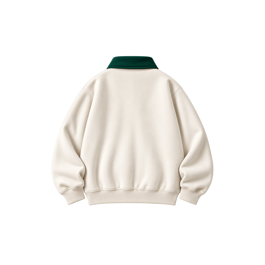Skinny Bitch RetroMuse White Forest Gree Quarter Zip Sweatshirt