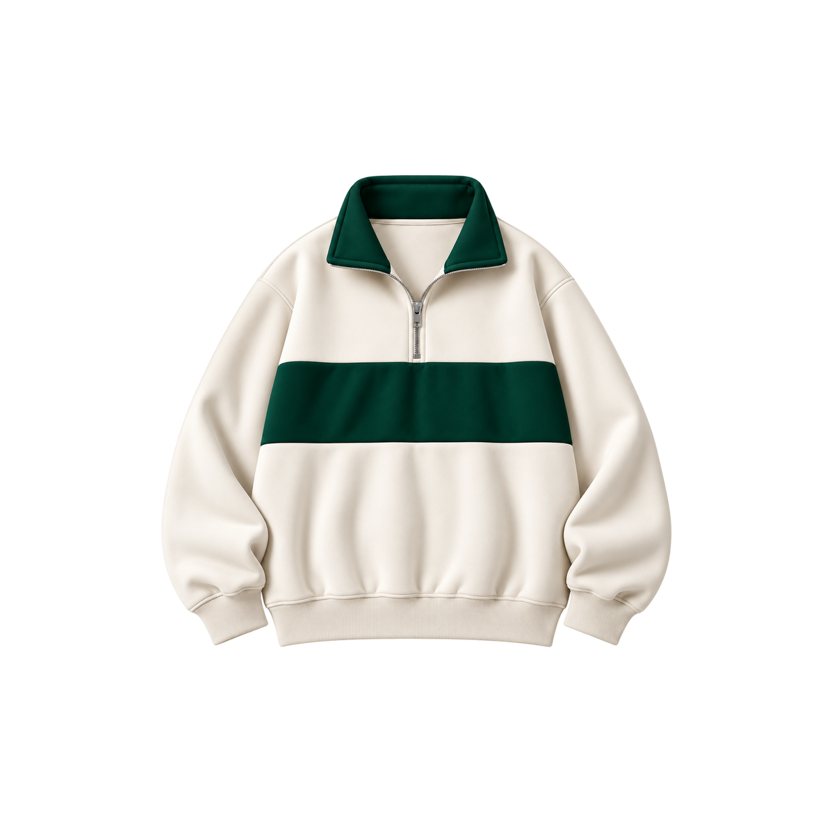 Skinny Bitch RetroMuse White Forest Gree Quarter Zip Sweatshirt
