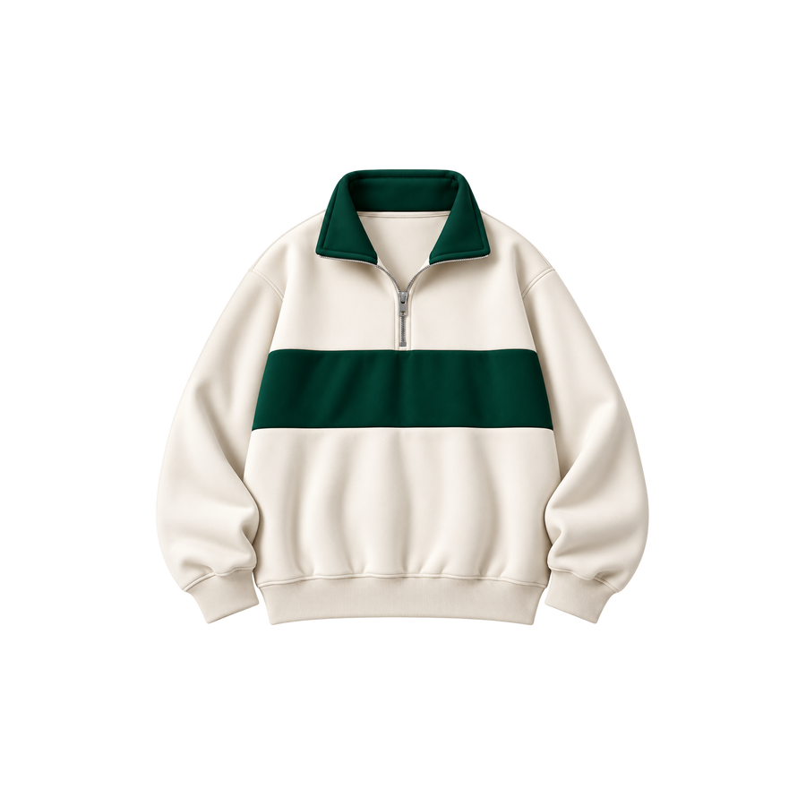 Skinny Bitch RetroMuse White Forest Gree Quarter Zip Sweatshirt