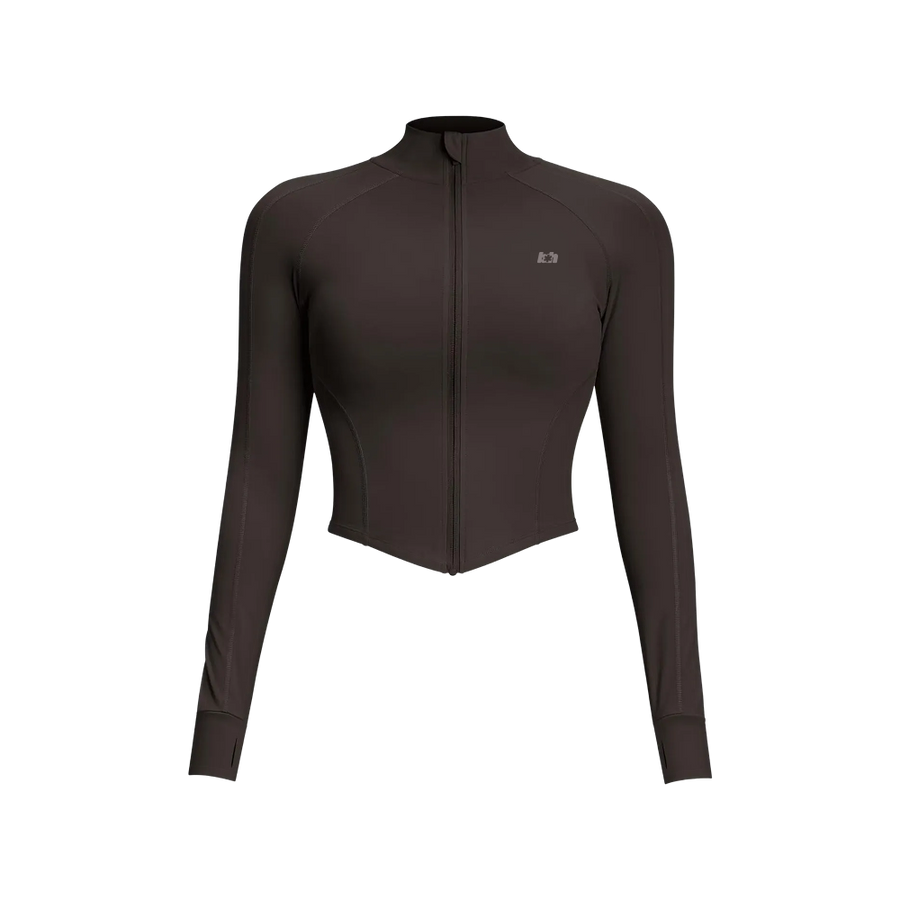 Sknny B*tch Women Crop Zip Choclate Brown Pullover